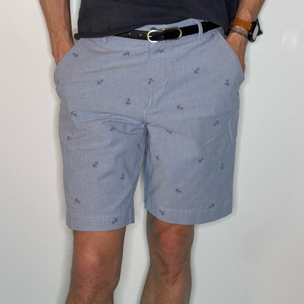 Nautical Anchor Print Men's Shorts - Blue